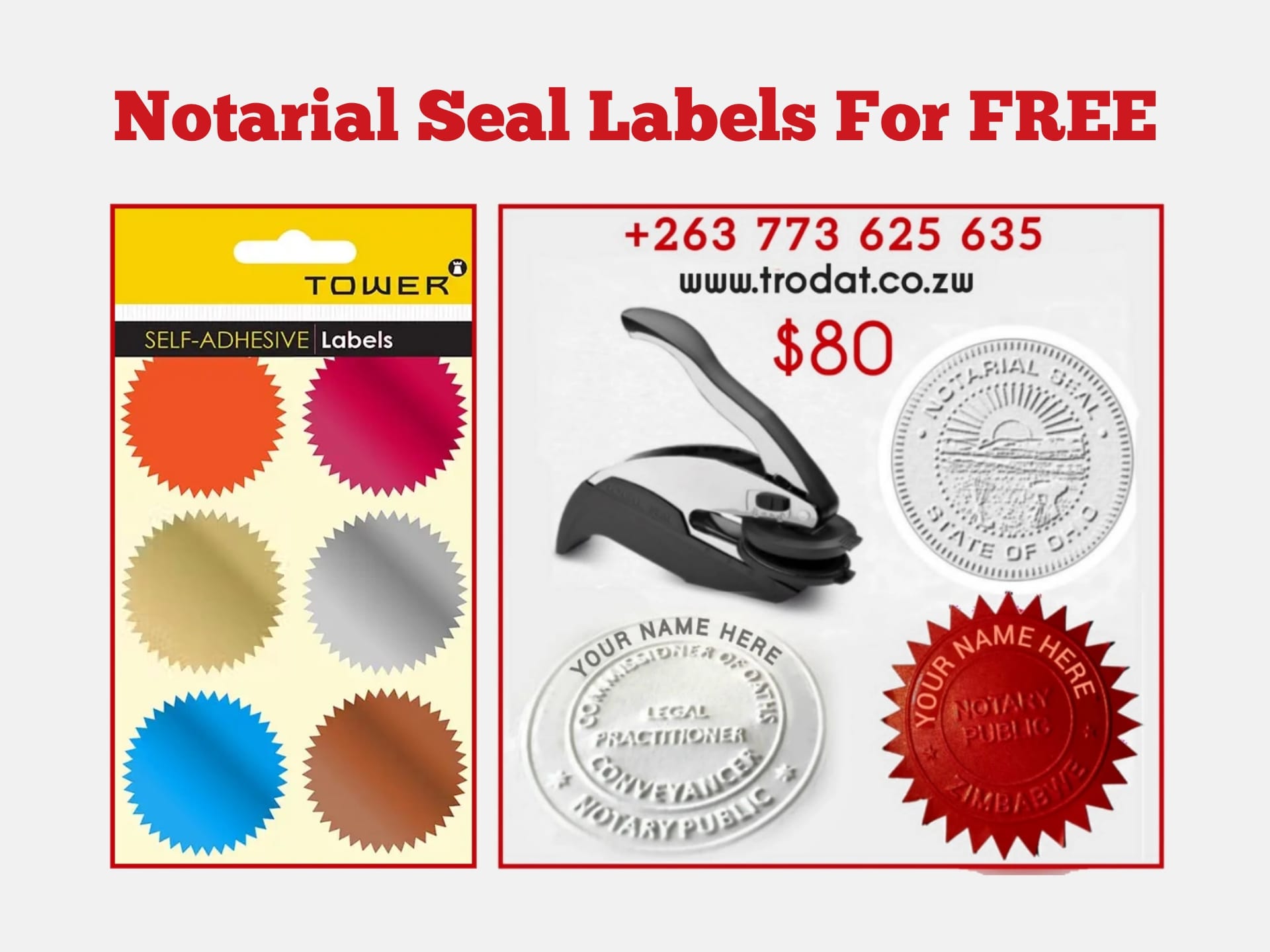 Get Tower Notarial Seals N50 Labels and Stickers for FREE